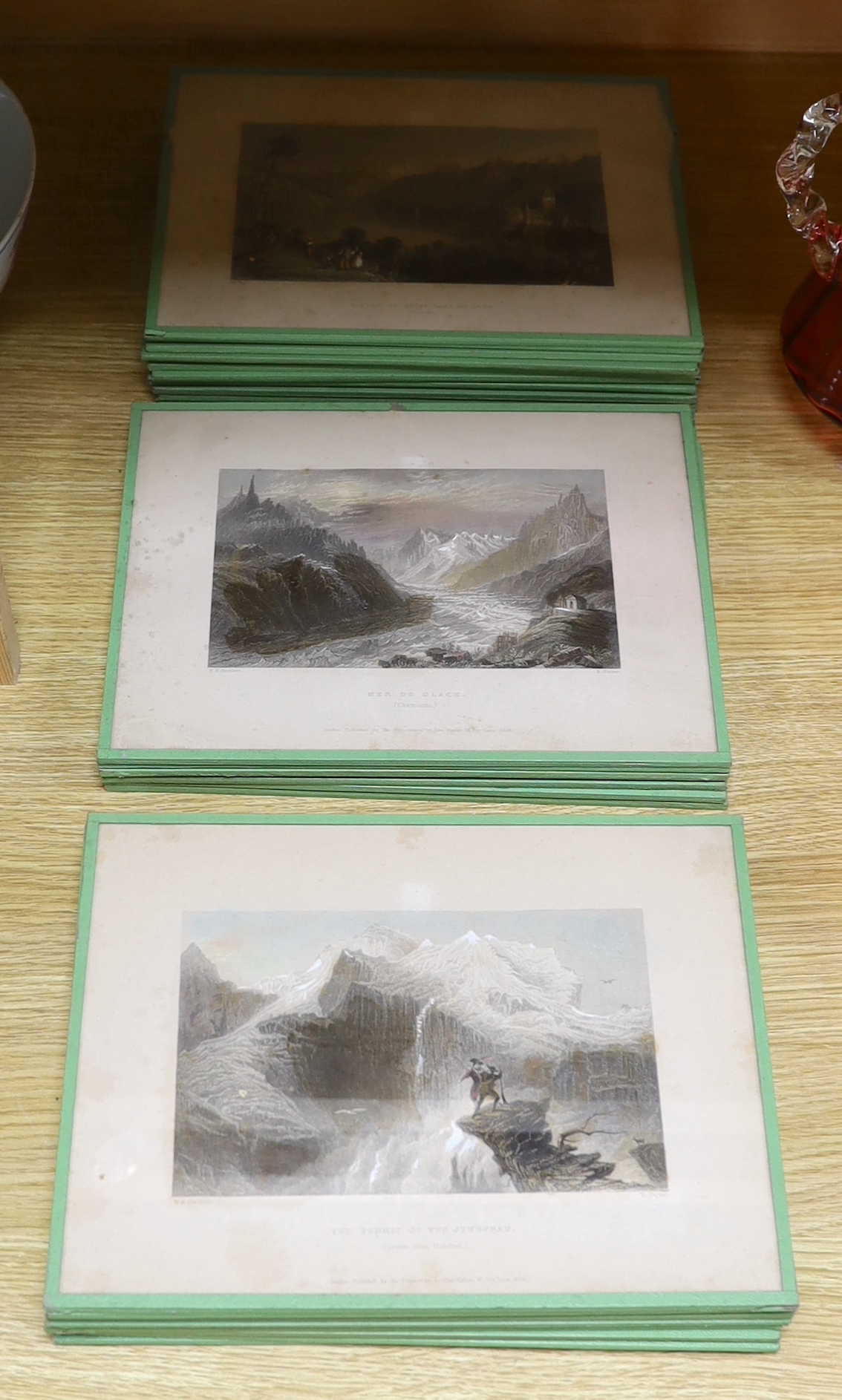 W. Taylor after W.H. Bartlett, set of twenty four hand coloured steel engravings, Alpine scenes, overall 20 x 25cm, unframed